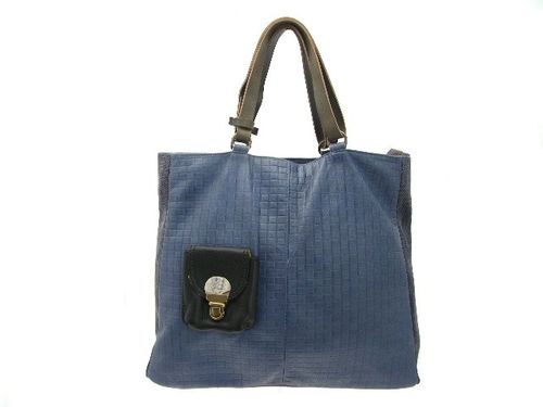 Sac baby cerise cuir bleu