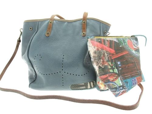 Sac laura cuir bleu pochette