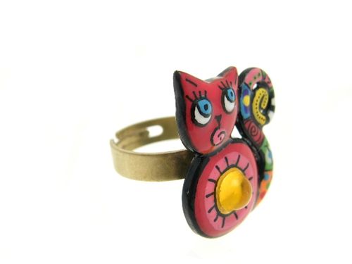 bague chat rouge profil 33 euros