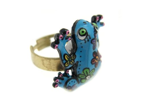 bague grenouille bleue profil