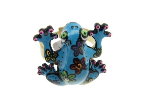 bague grenouille bleue