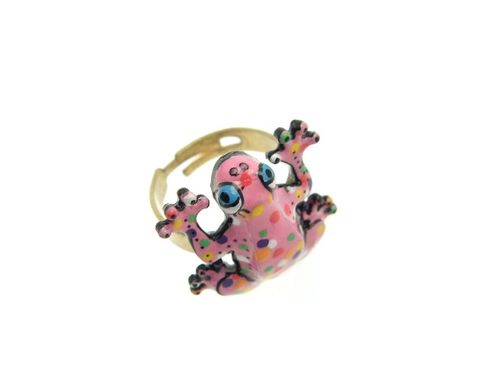 bague grenouille rose