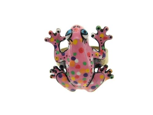 bague grenouille rose 