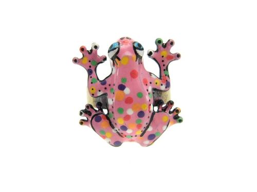 bague grenouille rose