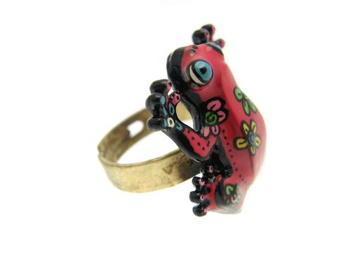 bague grenouille rouge 