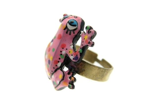 bague grenouille rose