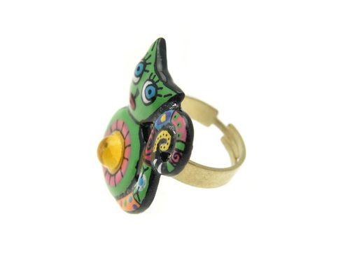 bague chat verte