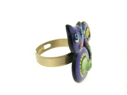 bague chat violet