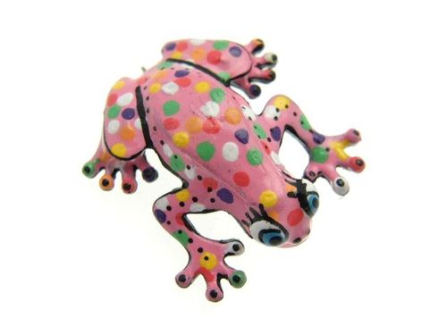 broche grenouille rose