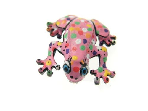 broche grenouille rose