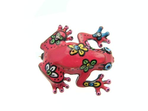 broche grenouille rouge 