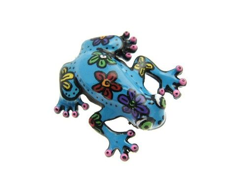 broche grenouille bleue