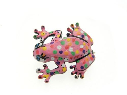 broche grenouille rose