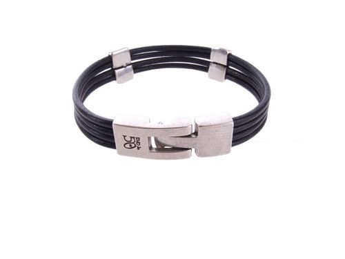 bracelet en cuir et metal argente 43 euros