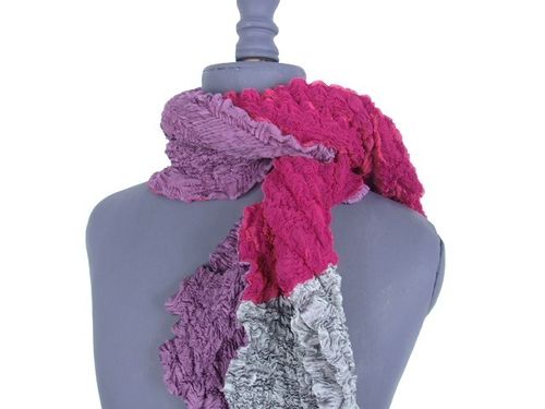 écharpe scruch 4 couleurs framboise argent cassis mauve