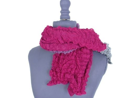 écharpe scruch 4 couleurs framboise argent cassis mauve